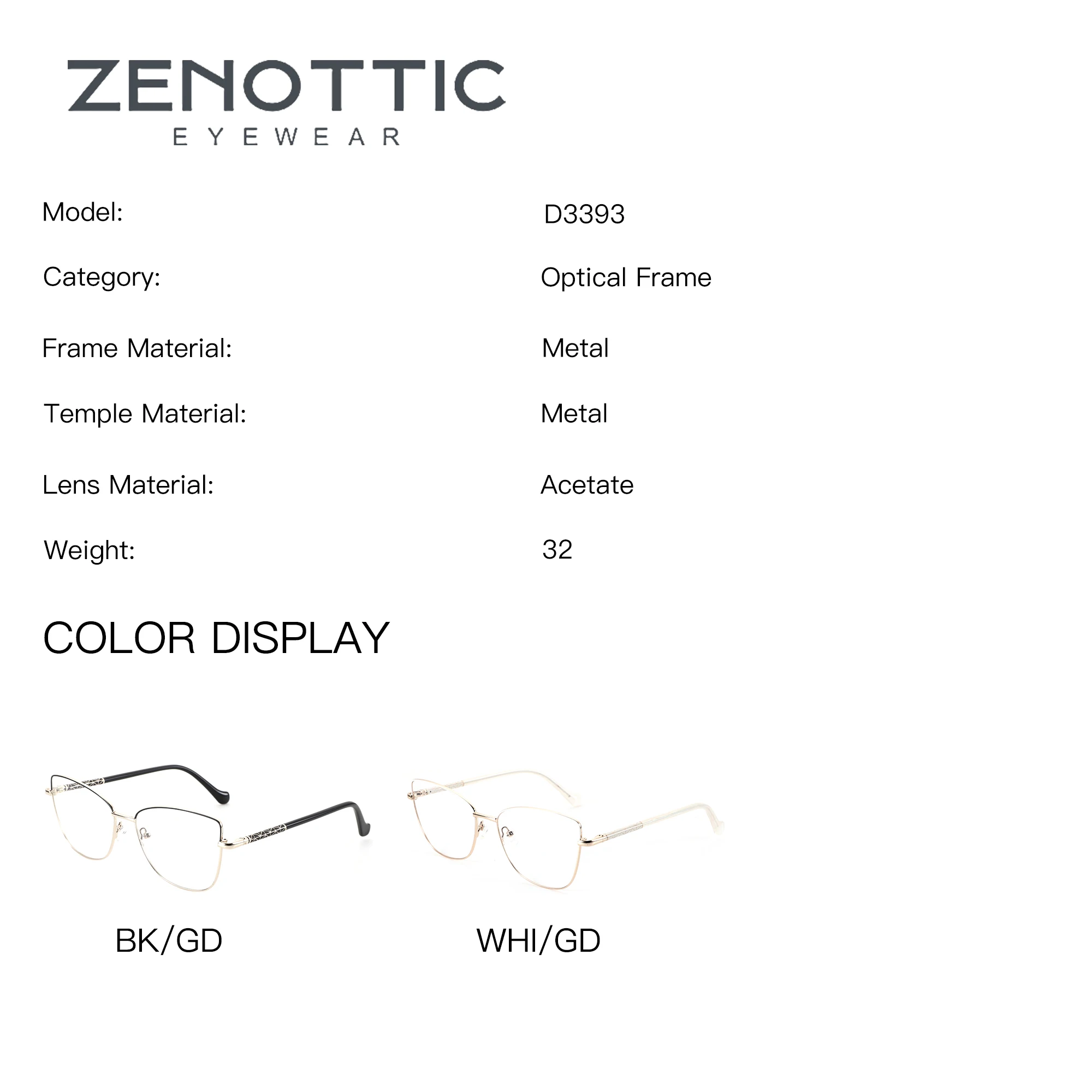 ZENOTTIC (M Size) Women Butterfly Metal Prescription Glasses Presbyopic Lenses Progressive Multifocal Optical Glasses