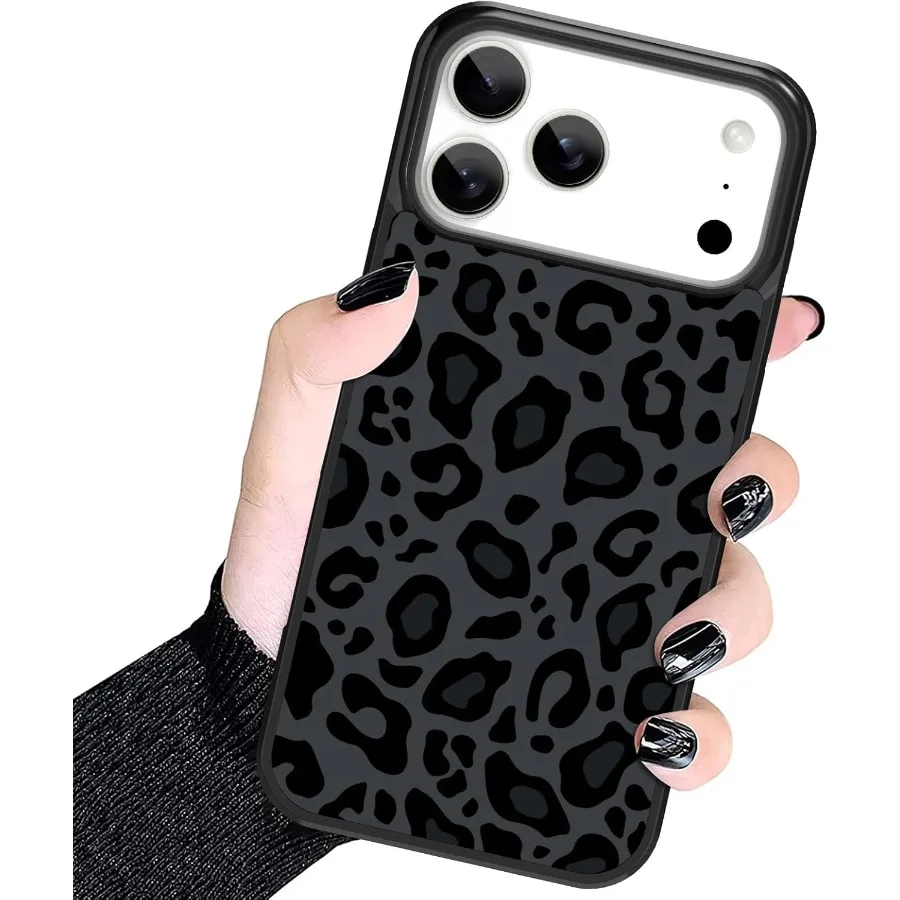 

Чехол, совместимый с iPhone 17 Pro, черный леопардовый дизайн, с текстурой шин, нескользящий и противоударный, прочный, защитный, магнитный, из ТПУ