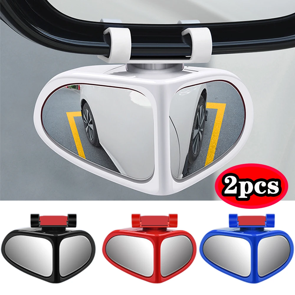 Car Blind Spot Mirror 1 Pair Front Wheel Auxiliary Rearview Double-Sided Mirror Wide Angle Mirror 360 Degree Adjustable for Cars