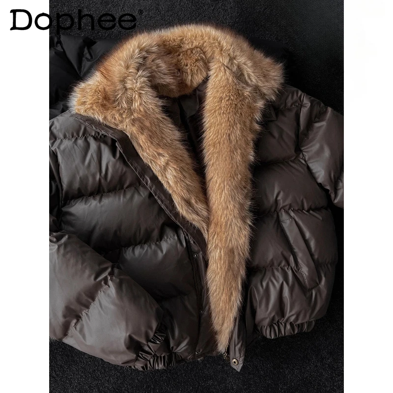 

Men's 2025 Winter New American Style Retro Coats Handsome Large Faux Fur Collar Parkas Men's Trendy Loose Thickened Warm Parkas