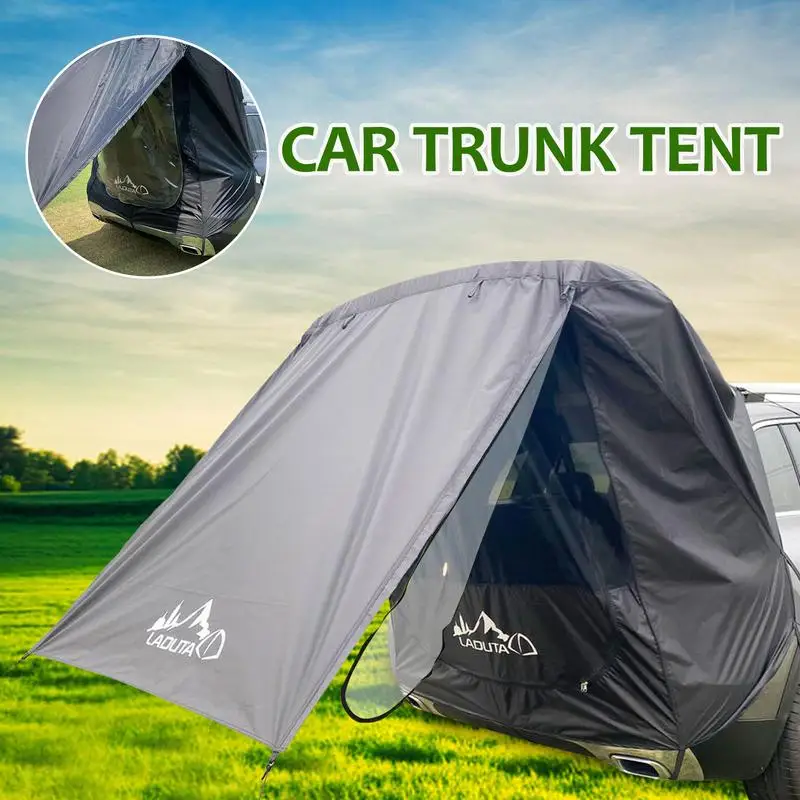 SUVs Trunk Tent Camping Auto Tail Tent Waterproof Car Awning Portable Sunshade Rainproof Car Rear Tent For Camping Self-driving