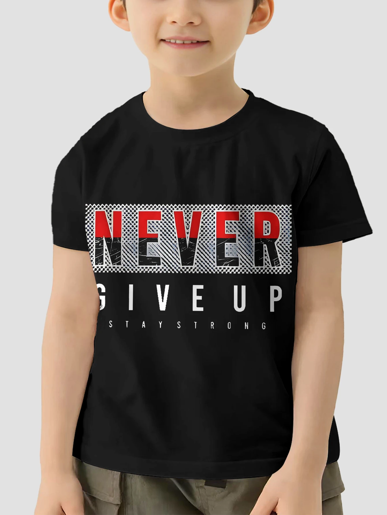 

NEVER GIVE UP Tops Boys Wear Top Clothes for Children Clothes Child Boy Child T Shirt Children's T-shirt Kids T-shirts Clothing