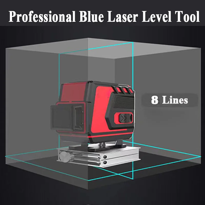 

Blue Light 8 Line 3D High Precision Horizontal Vertical Remote Control Laser Leveler 360° Self-leveling System Construction Tool