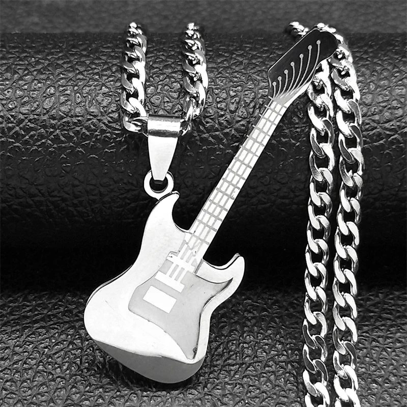 Hip Hop Bass Musikinstrument Anhänger Halskette für Frauen Männer Edelstahl Gold Farbe Rock Musik Kette Schmuck N3241S06 – Detail 9