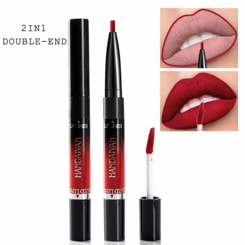 2 in 1 Lip Liner, Double Head, Natural, Waterproof, Lip Gloss, Long-lasting Hydration Pencil, Lip Pigment