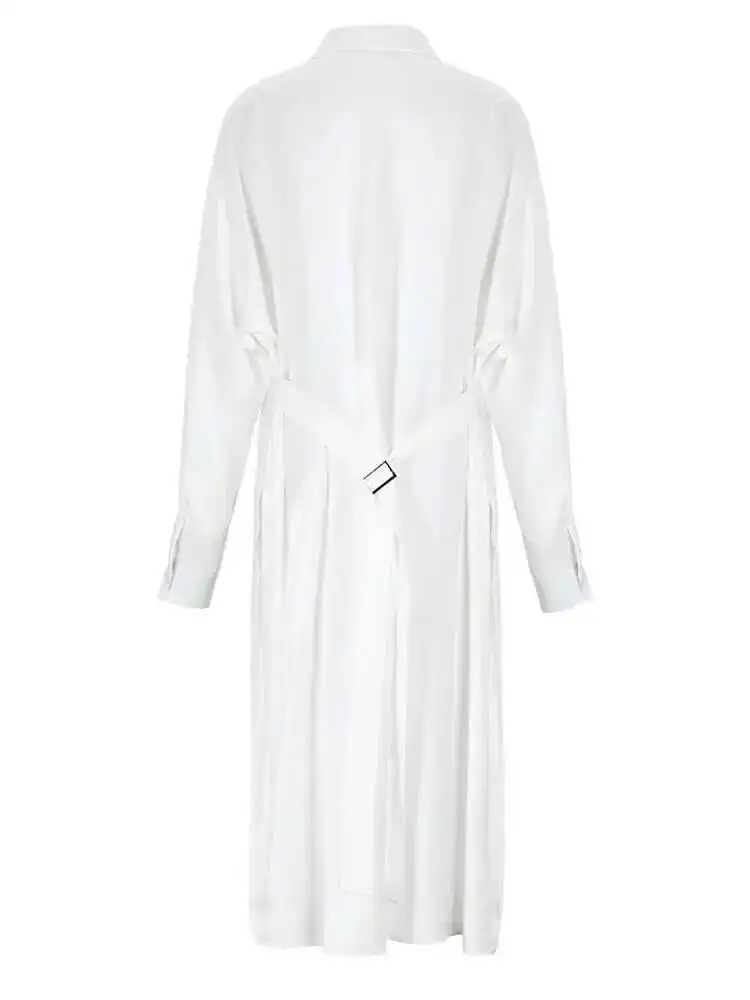 BJTZ Zwart Big Size Geplooide Lange Blouse Vrouwen Nieuwe Revers Lange Mouw Loose Fit Shirt Mode Tij Lente Herfst 2025