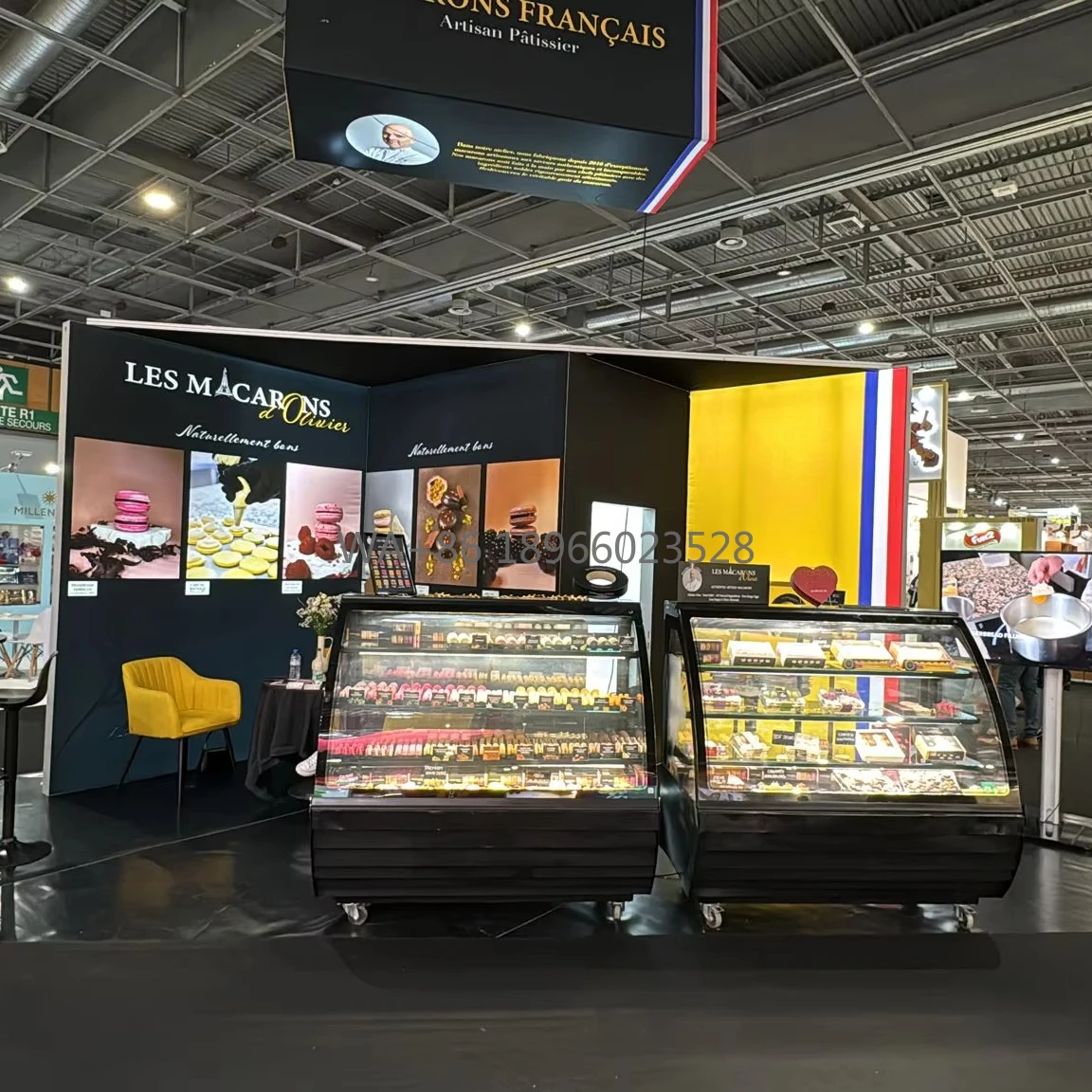 Cabina de exposición SIAL Paris de 20x20, puesto de feria, cabina de comercio, cabina de exposición Modular retroiluminada con letrero colgante