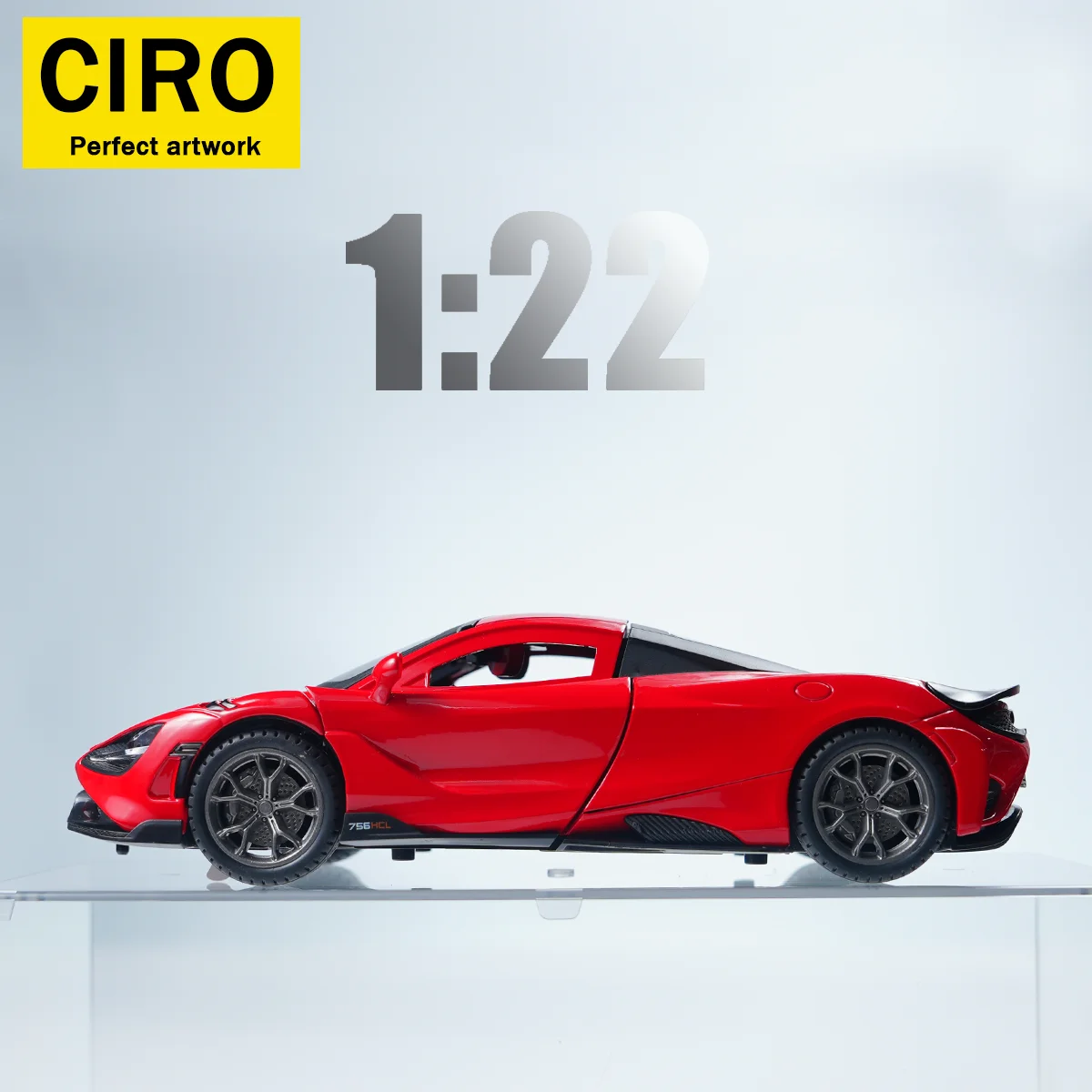 1: 22 مقياس سلسلة نموذج سيارة من سبيكة معدنية مصبوبة، لون أحمر/رمادي مطابق لعبة سيارة رياضية بباب مزدوج هدية عيد ميلاد رائعة للأولاد