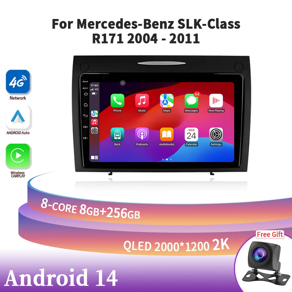 

Android 14 Car Radio For Mercedes-Benz SLK-Class SLK Class R171 2004-2011 Multimedia Navigation Wireless Carplay Stereo Scree