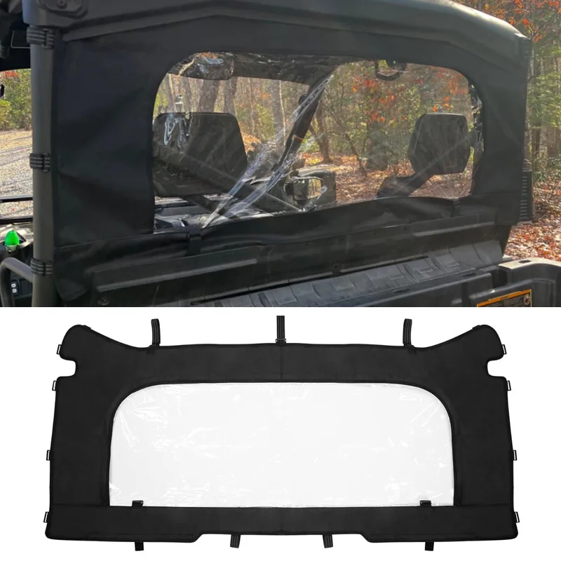 

For Can-Am Defender HD 5 7 8 9 10 HD5 HD7 HD8 HD8 HD9 HD10 Max UTV Soft Rear Windshield with Zipper PVC Back Windscreen