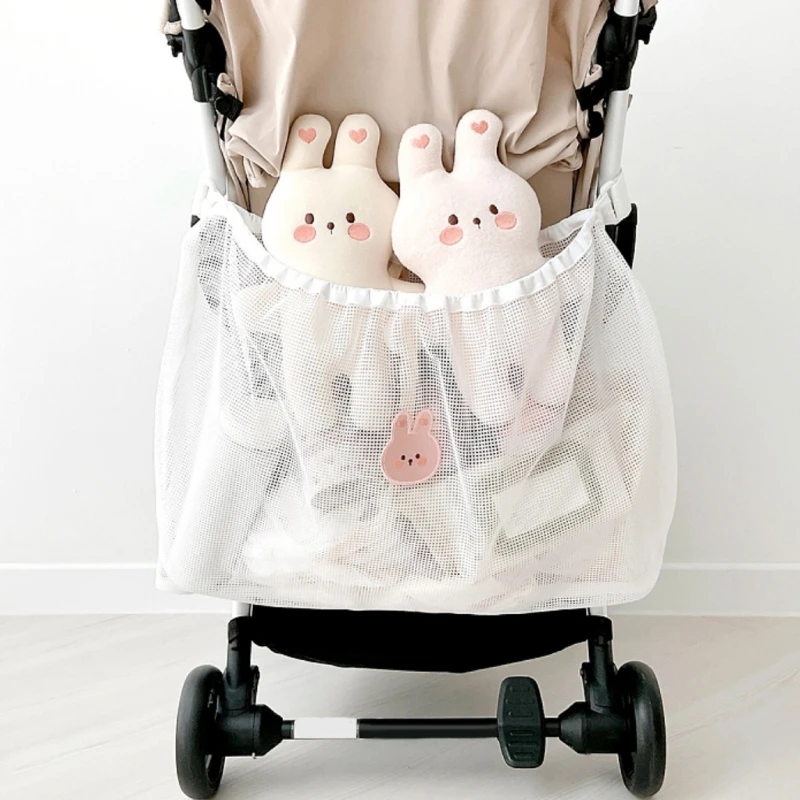 

New Cartoon Mesh Baby Stroller Bag Portable Pushchair Pram Storage Bag Newborn Crib Bedside Toys Diaper Storage Bag Organizer