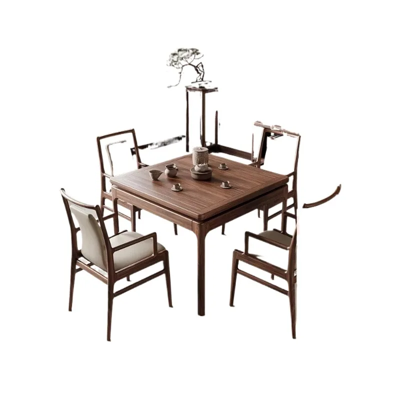 

New Chinese-style solid wood dining table, North American black walnut medieval home living room tea table