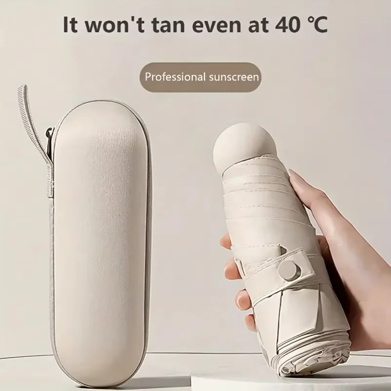 

Ultralight And Compact Portable Capsule Umbrella UV Protection Umbrella Mini Five-fold Umbrella