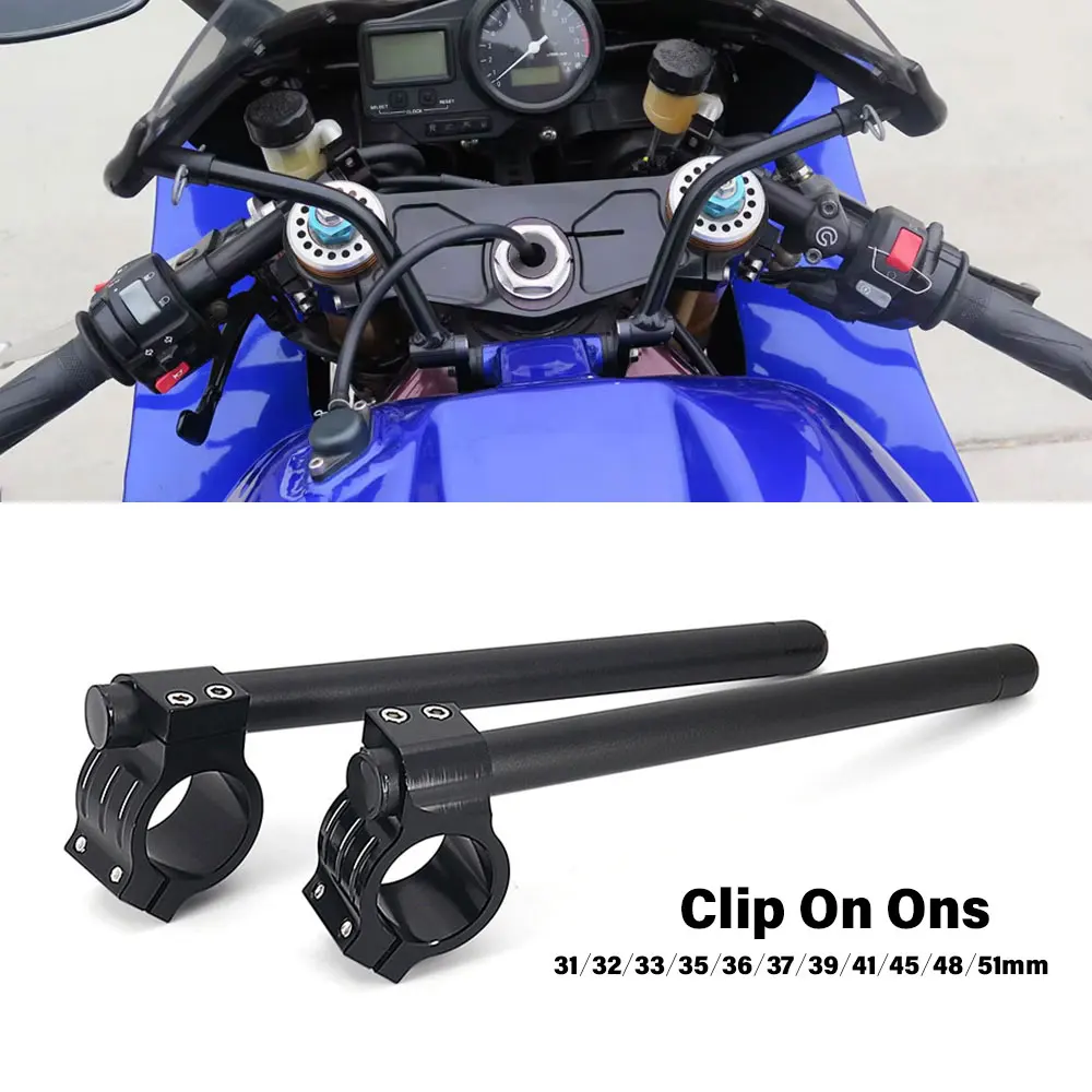 

Motorcycle Handlebar Racing Adjustable CNC 31/32/33/35/36/37/39/41/45/48/51mm Clip On Ons Fork Handlebars Handle Racer