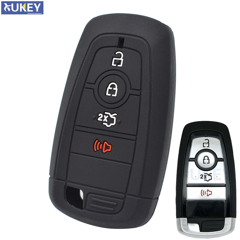 Silicone Remote Key Case For Ford Mustang Fusion Edge Explorer Expedition Key Fob Shell Cover Sleeve 4 Buttons 2017 2018 2019