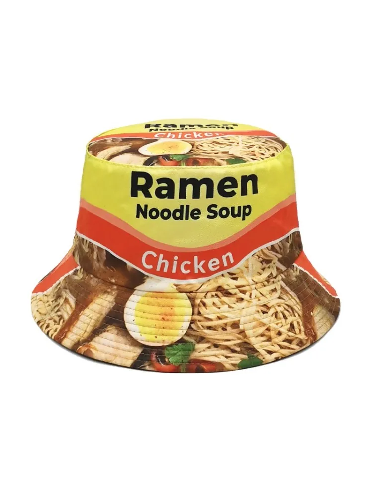 Chapeau de pêcheur imprimé Lamian Noodles pour hommes et femmes, pare-soleil d'extérieur pour printemps et été, protection solaire réglable