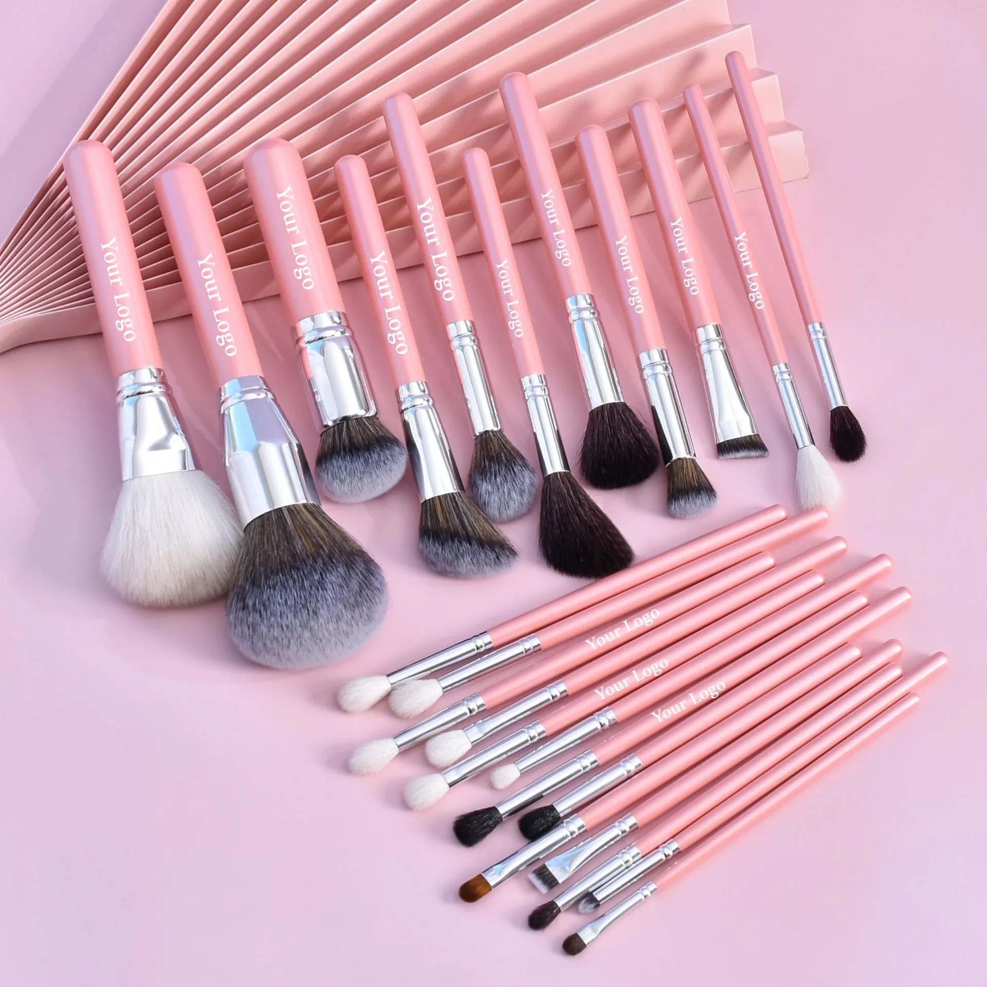 

Pink Makeup Brushes Private Label Powder Eyeshadow Brush Set Make up Beauty Tools Goat Natural Hair Artist Professional 5sets