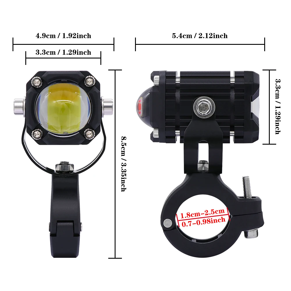 Motorcycle LED Auxiliary Headlight Spotlight Dual Color White Yellow Hi/Lo Beam Bright Driving Fog Light Waterproof Universal image 2
