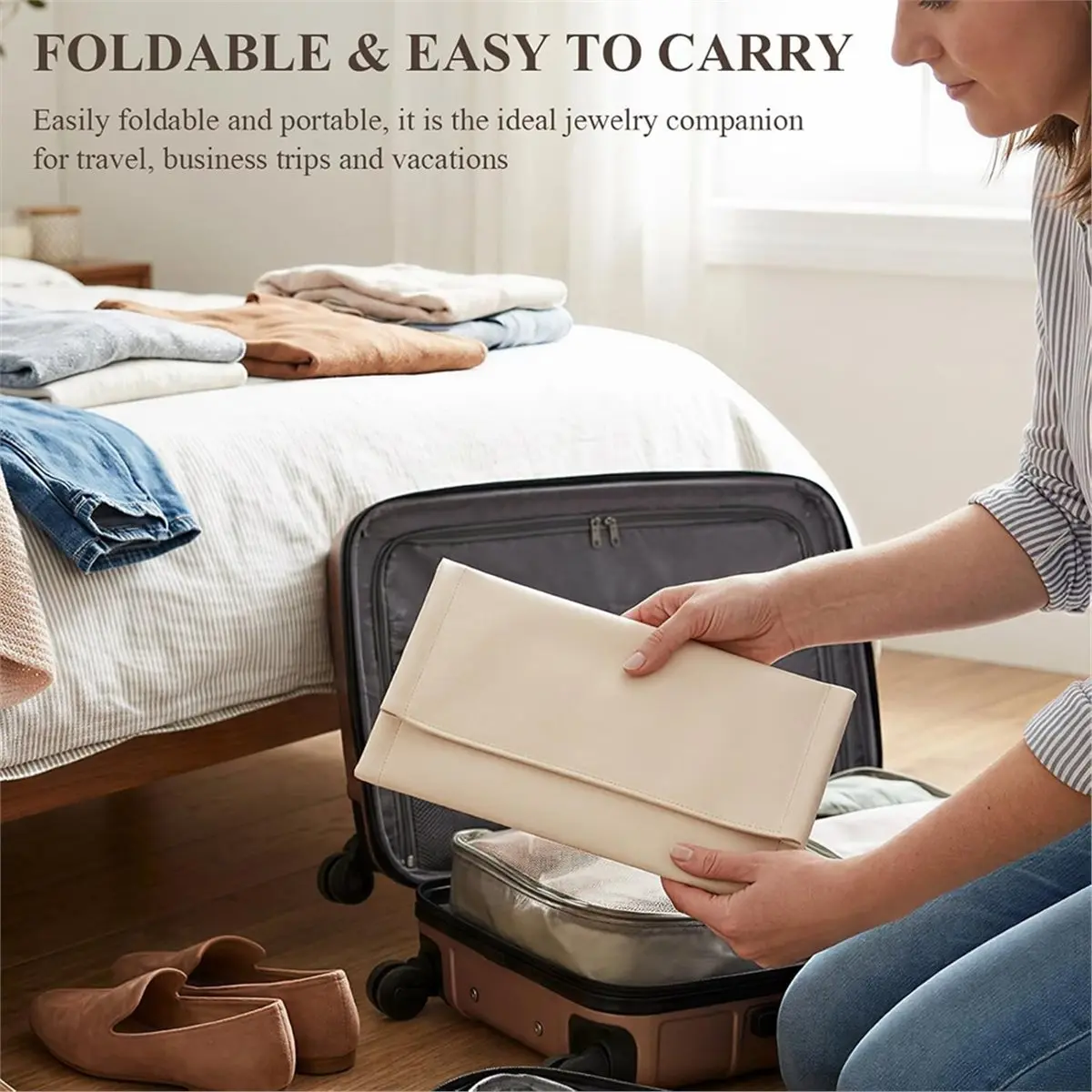 Travel Necklace Organizer Bag, 12 Slots Jewelry Case Roll Up for Necklaces Chains Bracelets,