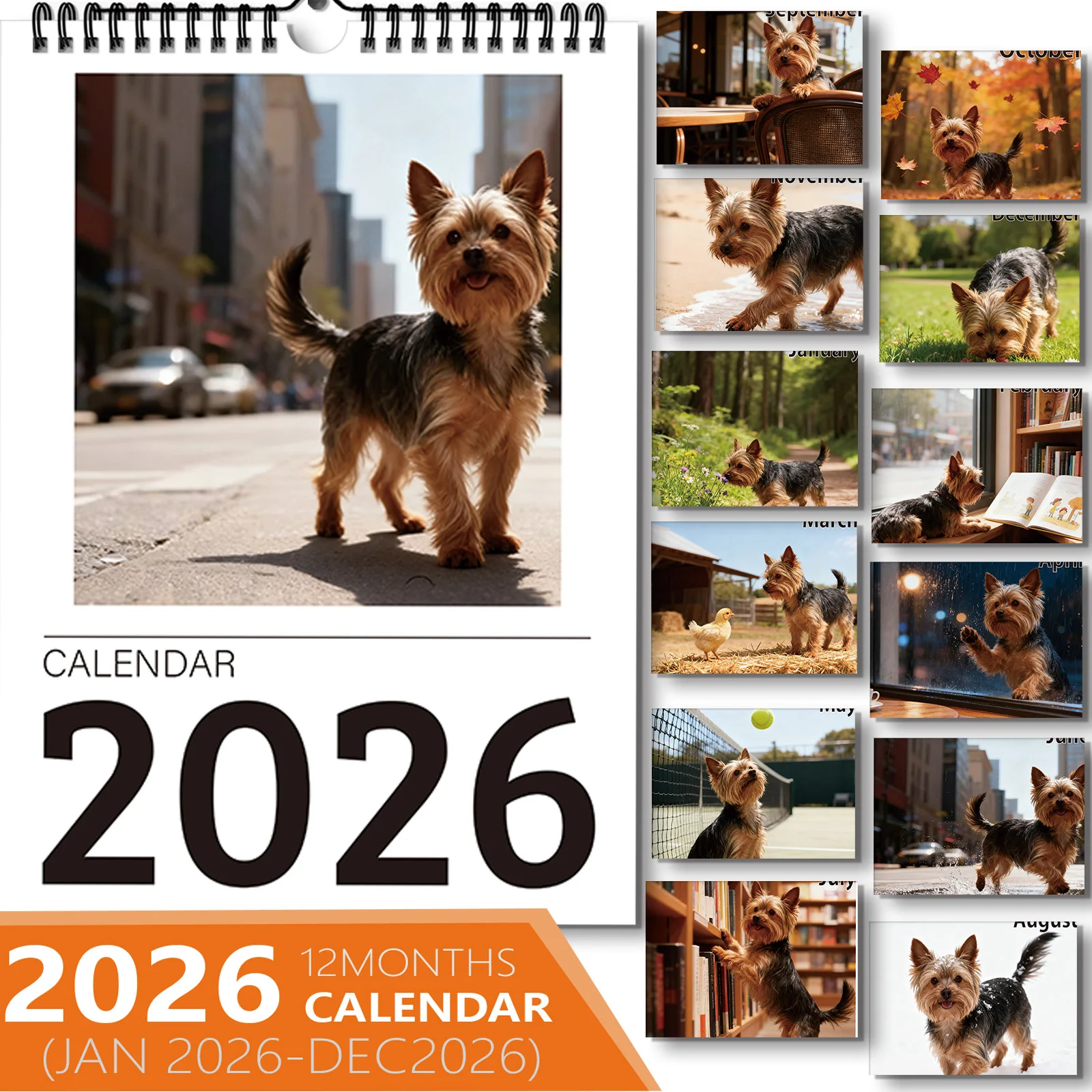 

1PC Charming Yorkshire Terrier Calendar, Fit For Home Decor, Great For Dog Lovers, Nice New Year Present To Organize Daily Plans