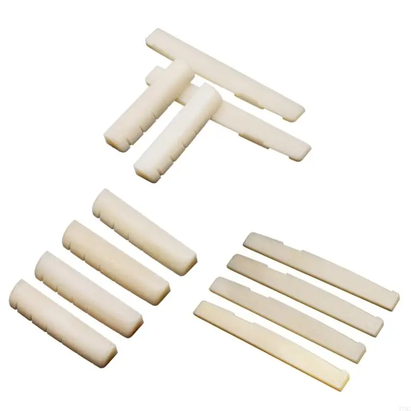 

77HC Acoustic Guitar Bone Bridge Saddle and Nut for 6 String Acoustic Guitar Real Cattle Bone Bridge Saddle Nut Replacements