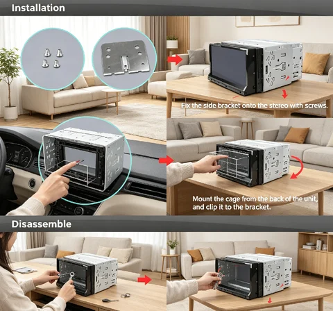 2Din Stereo Radio Cage Frame Unit Universal DVD Player Box Fascia Panel Plate Case Audio Dash Mounting Frame Kit  Accessories