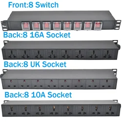 PDU Cabinet Sockets Power Strip Power Distribution Unit Independent Switch Front 8-position switch, rear 8-socket output