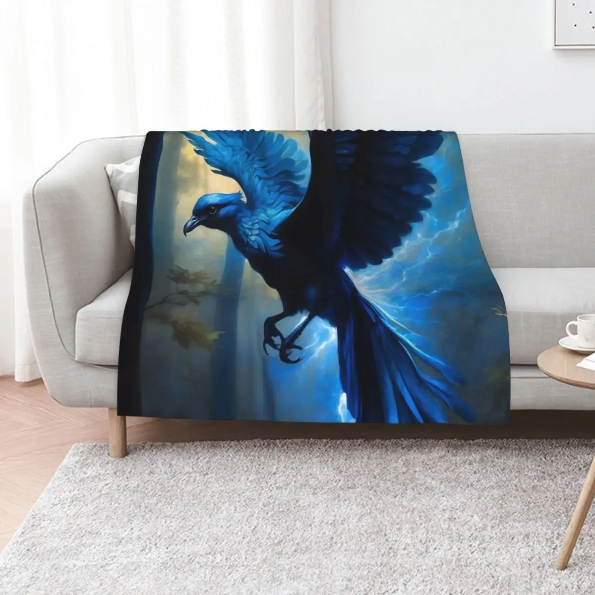 

Glowing Blue Bird in Flight Throw Blanket Picnic Blankets For Baby Blankets For Bed Thin Blankets