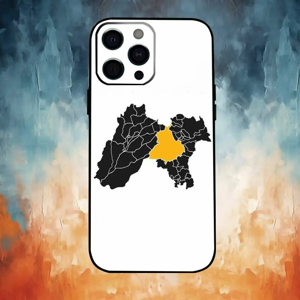 Чехол для телефона ART Punjab Map для iPhone 17,16,15,14,13,12,11 Plus, мягкий черный чехол Pro Max
