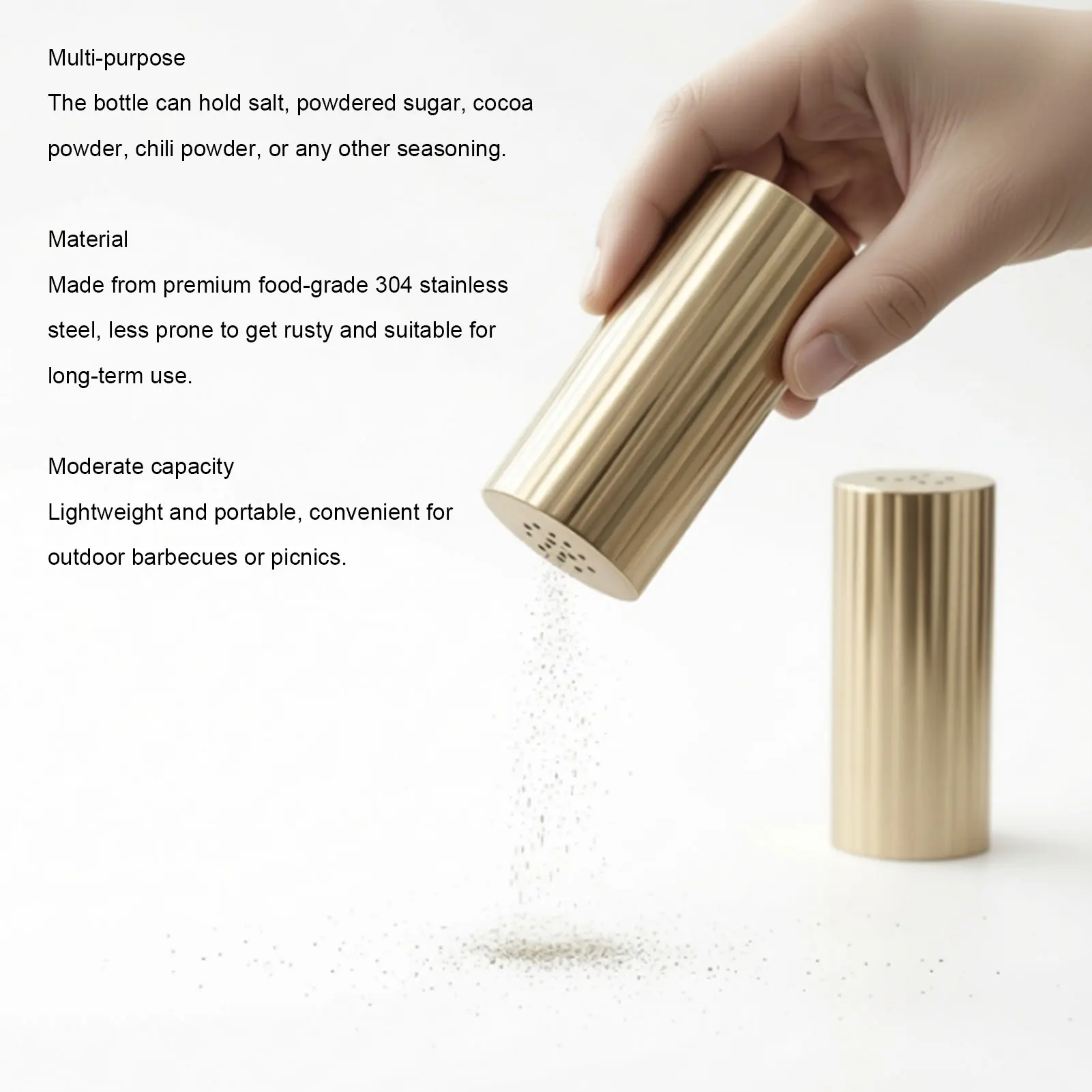 Seasoning Shakers Multifunctional 304 Stainless Steel Seasonings Dispensers for Salt Chili Powder Powdered Sugar