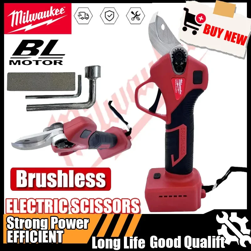 Milwaukee Brushless Electric Pruner 4 Gears Cordless Handheld Orchard Shrub Pruning Tree Branches Cutter For 18V Battery Tools