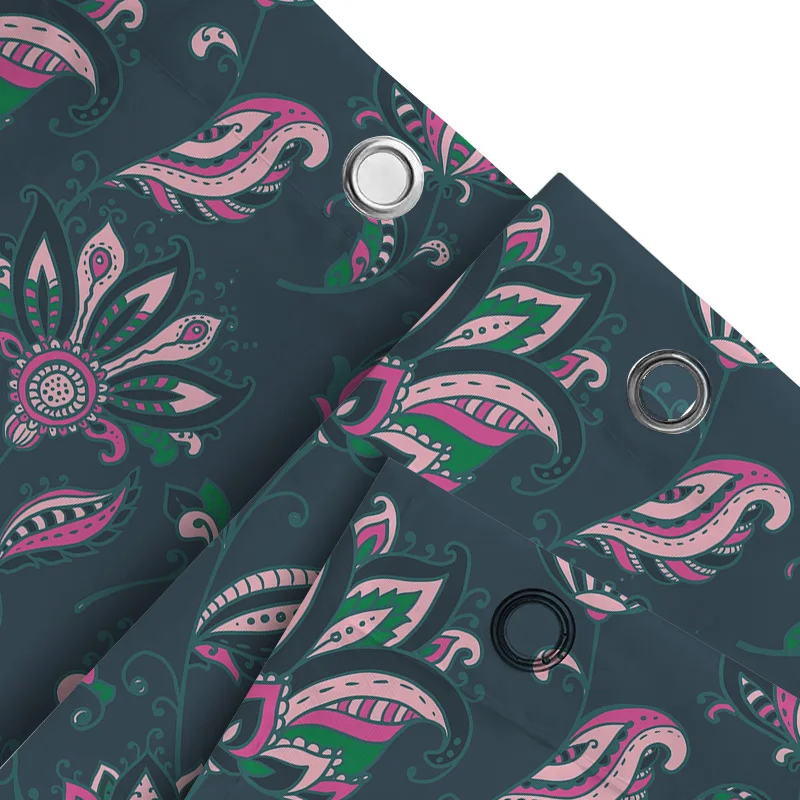 ستارة دش مطبوعة بالزهور نابضة بالحياة، ديكور حمام مقاوم للماء لتزيين غرفة المعيشة المنزلية، أخضر وردي أسود أرجواني (Bl) #6