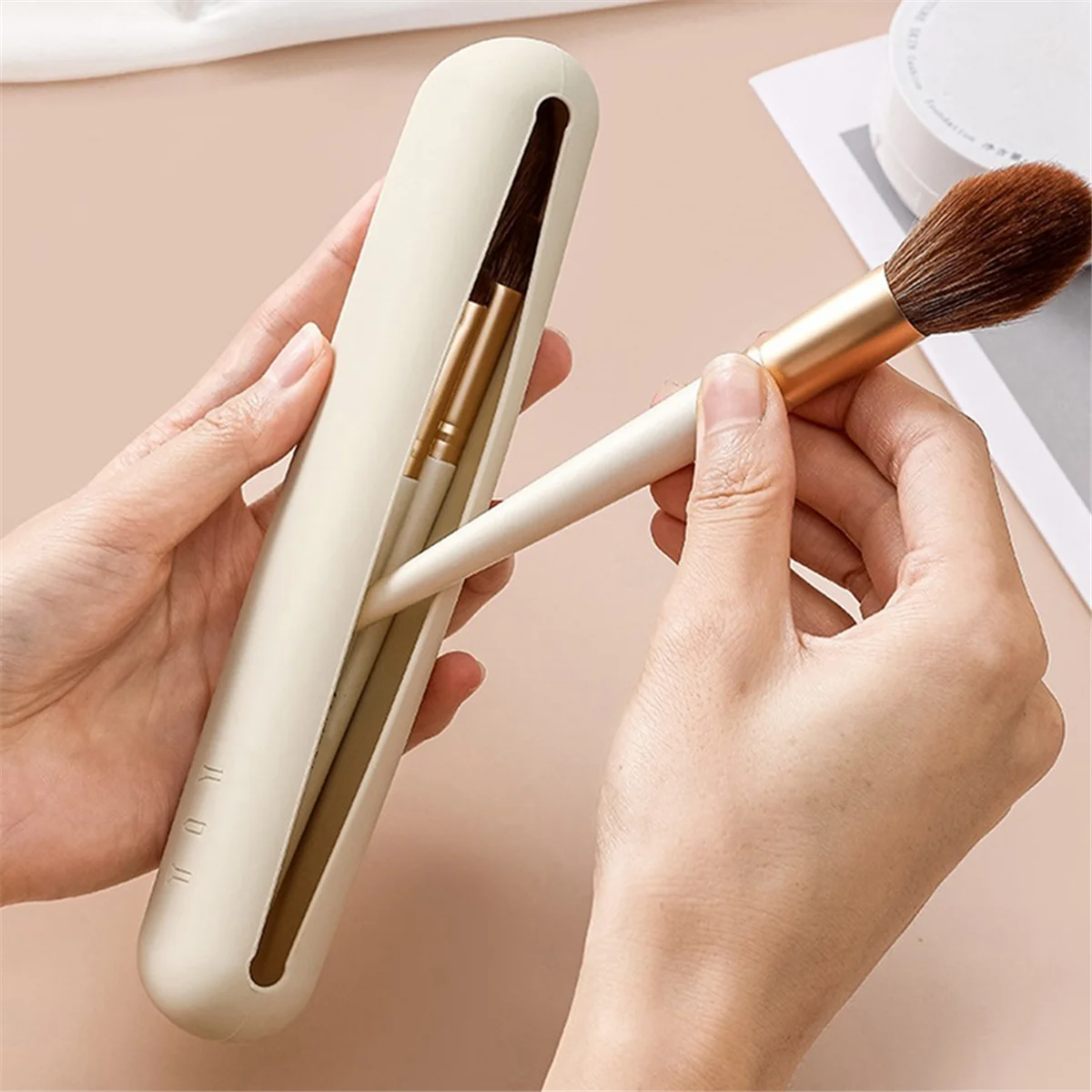 ABJS Дорожный держатель для кистей для макияжа, силиконовый портативный держатель для косметических кистей для лица с защитой от падения, мягкие и элегантные инструменты для макияжа