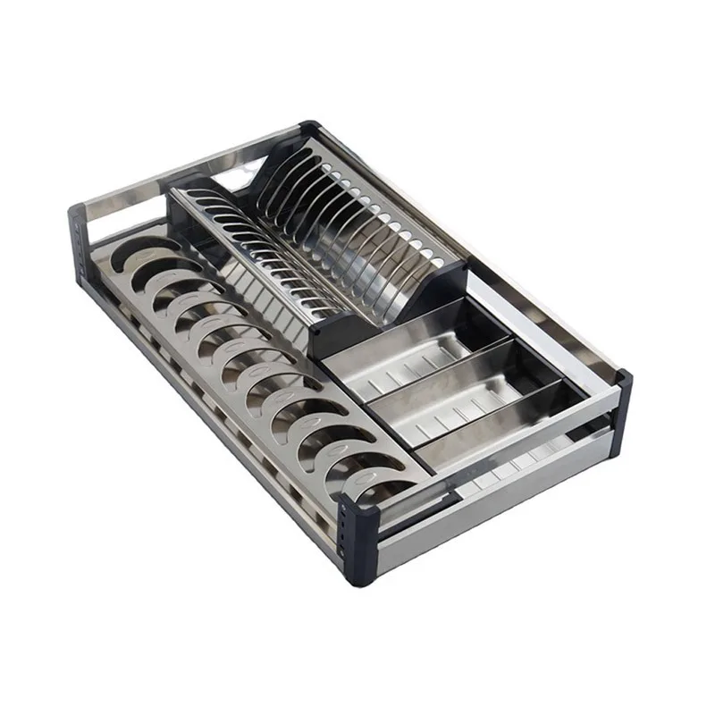 Modern minimalist Chinese pull-out basket, kitchen cabinet, drawer basket, double-layer bowl and dish rack, condiment storage