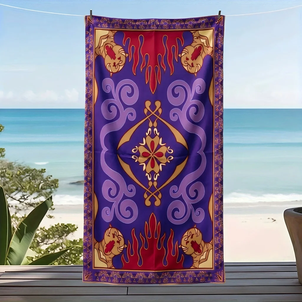 1pc Aladdin Magic Flying Carpet Print Beach Towel Soft Quick Dry Absorbent Towel Summer Travel Swimming Pool Outdoor Portable