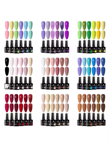 6pc All-season Gel Nail Polish Set Nude Pink Red Glitter Semi Permanent UV Gel Polish Kits All For Manicure Soak Off Vernis