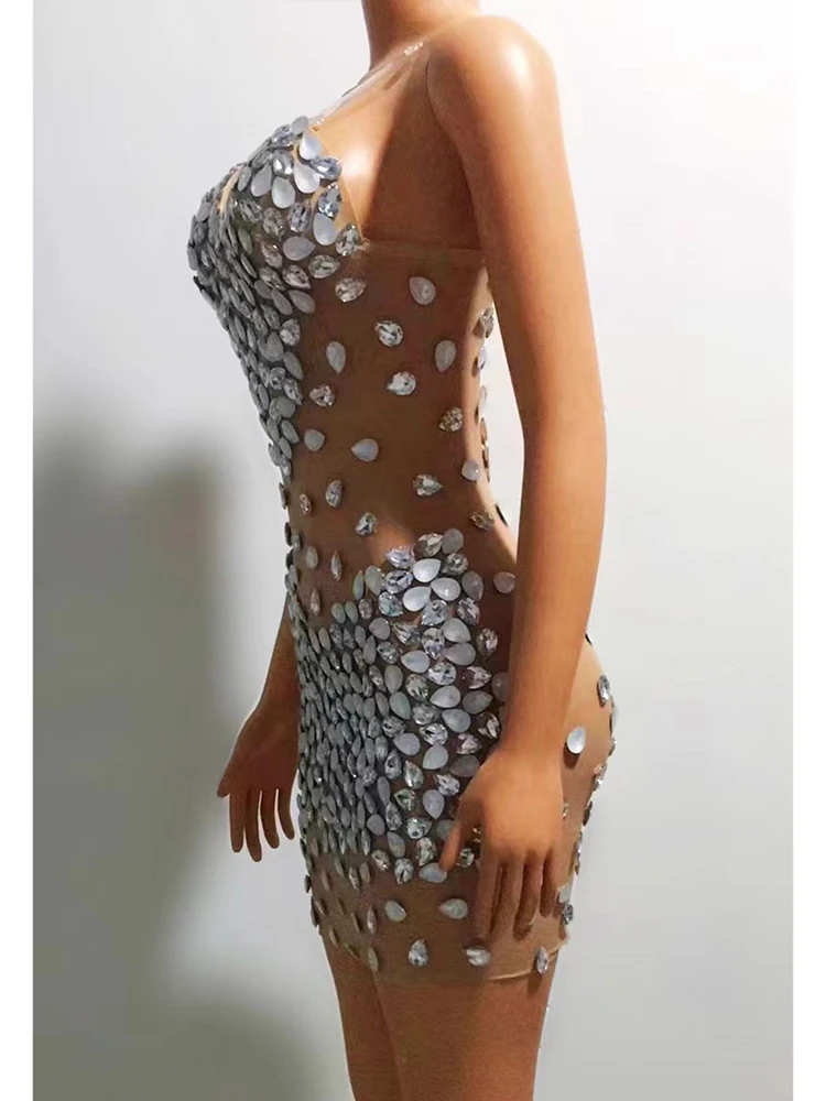 Hoge kwaliteit hete kraal sexy jarretel doorzichtige mesh jurk 2025, nieuwe mode aangepaste dameskleding