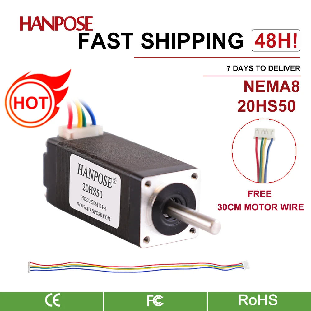 

HANPOSE High-Quality Nema8 Stepper Motor 20HS50 0.8A 40mN.m 20 Series motor for CNC worm wheel edging machine