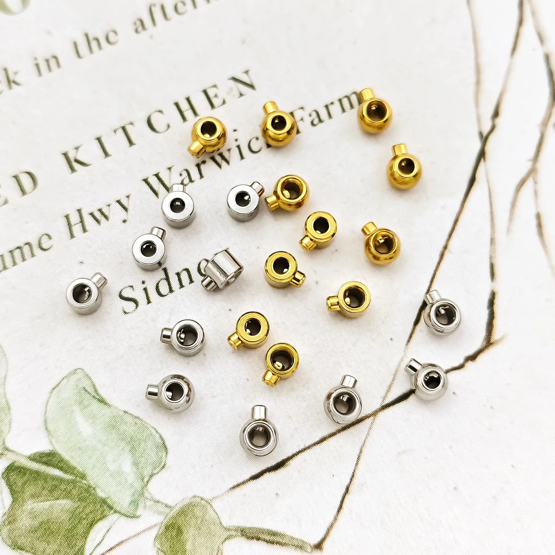 10Pcs Stainless Steel DIY Positioning Clasps Bracelet Necklace Stopper Bead Crimp End Beads Jewelry Accessories for Handmade