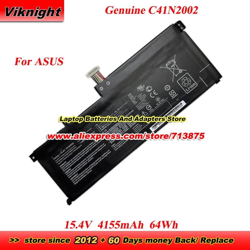 

Оригинальный аккумулятор C41N2002 4ICP7/54/64 для Asus ZenBook Pro 15 UX535L UX535LH UX535LI UX535LH-BN102T UX535LI-XH77T 15,4 В 64 Втч