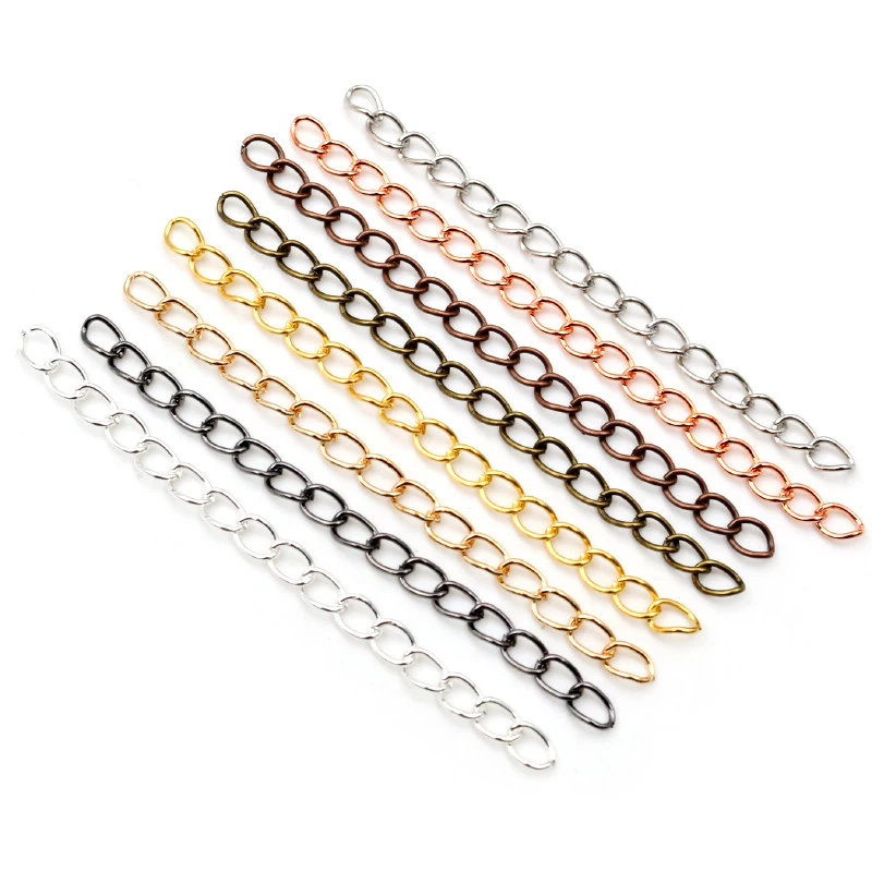 50pcs/lot 50mm 70mm 5x4mm Necklace Extension Chain Bulk Bracelet Extended Chains Tail Extender For DIY Jewelry Making Findings