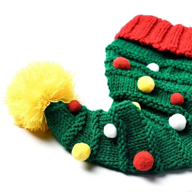 

P88A Xmas Hat Santa Hat Xmas Holiday Hat for Adults Unisex Thick Comfort Hats Classical Red&Green Hat for New Year Party