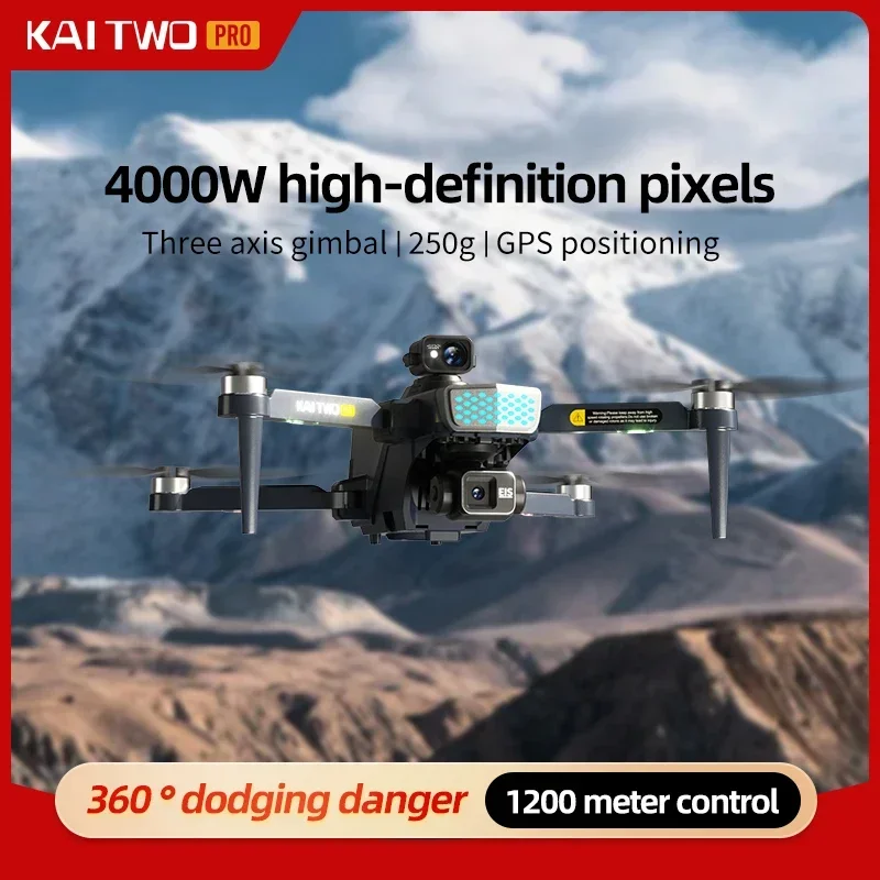 KAI2 PRO FPV Drone 3-assige TSB HD 4K Dual Camera GPS Obstakel vermijden en Anti-Shake Borstelloze Motor Quadcopter Drones Speelgoed