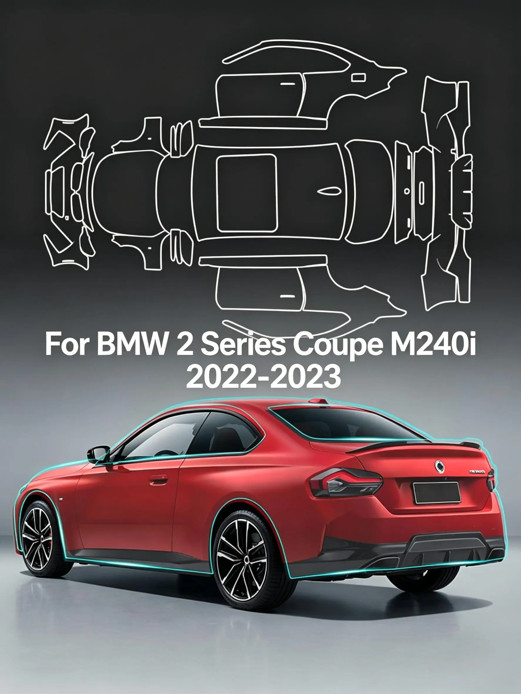 

8.5Mil TPU Paint Protection Film For BMW 2 Series Coupe M240i 2022-2023 Pre-cut PPF Clear Bra Car Body Anti-Scratch Resistant