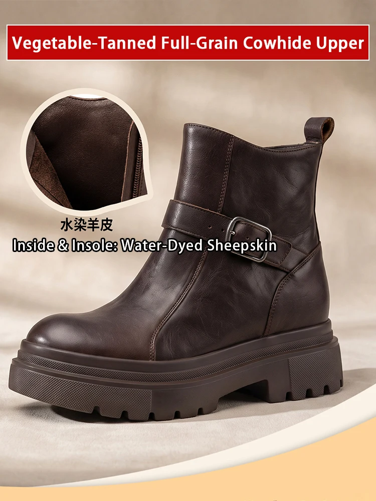 ZJR 8-12cm Women's Elevator Boots Invisable Height Increasing Shoes Genuine Leather Ankle Boots Cowhide Short Boot Lift Shoes