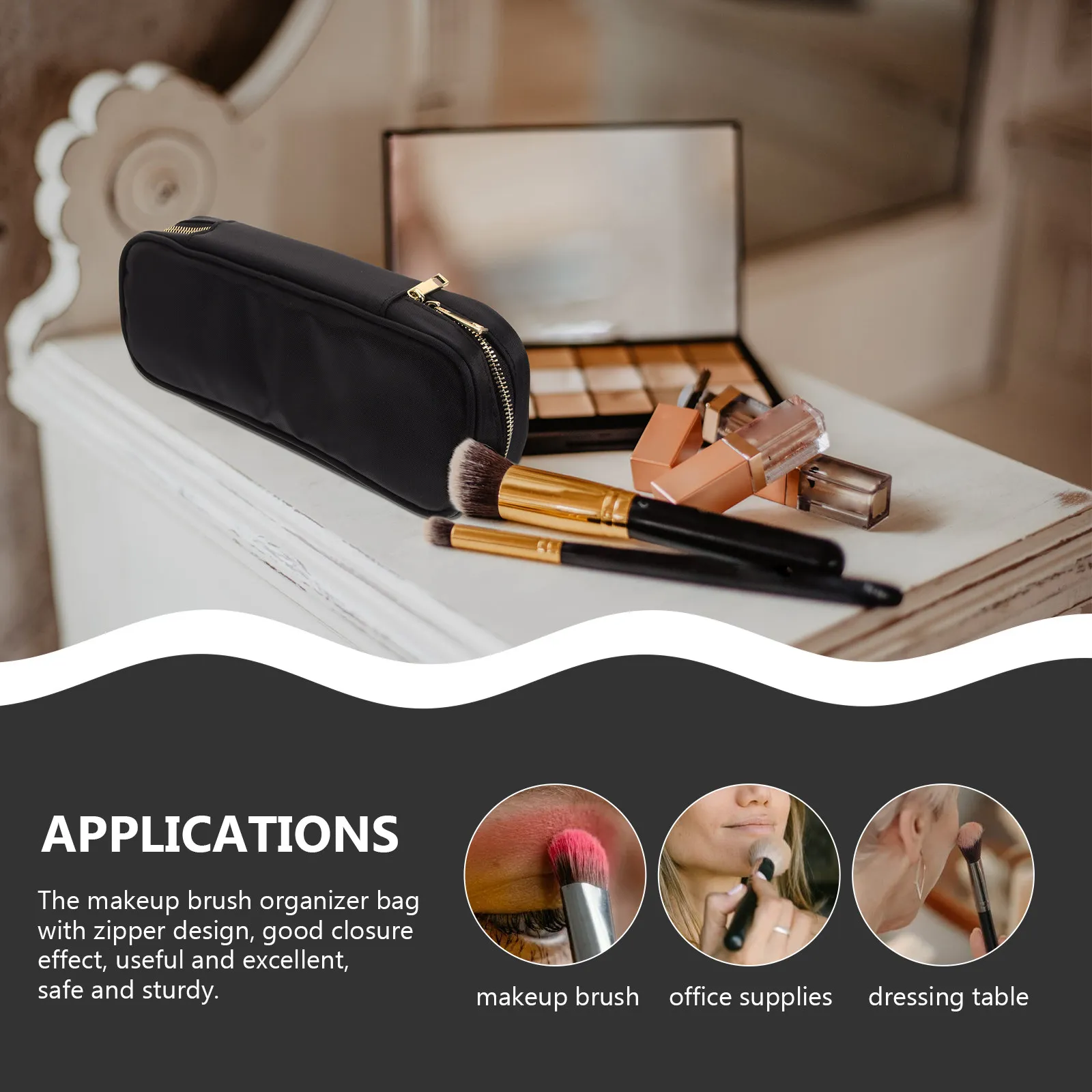 

Дорожный чехол для кистей для макияжа, маленькая портативная сумка для хранения, прочный материал Оксфорд, застежка-молния, удобно носить с собой, для женщин