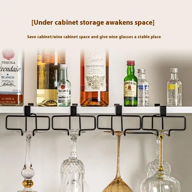 No Drilling Metal Wine Glass Holder - Stemware Rack For Under Cabinet Storage Kitchen Organization Kitchen/Bar Storage Supplies view 3