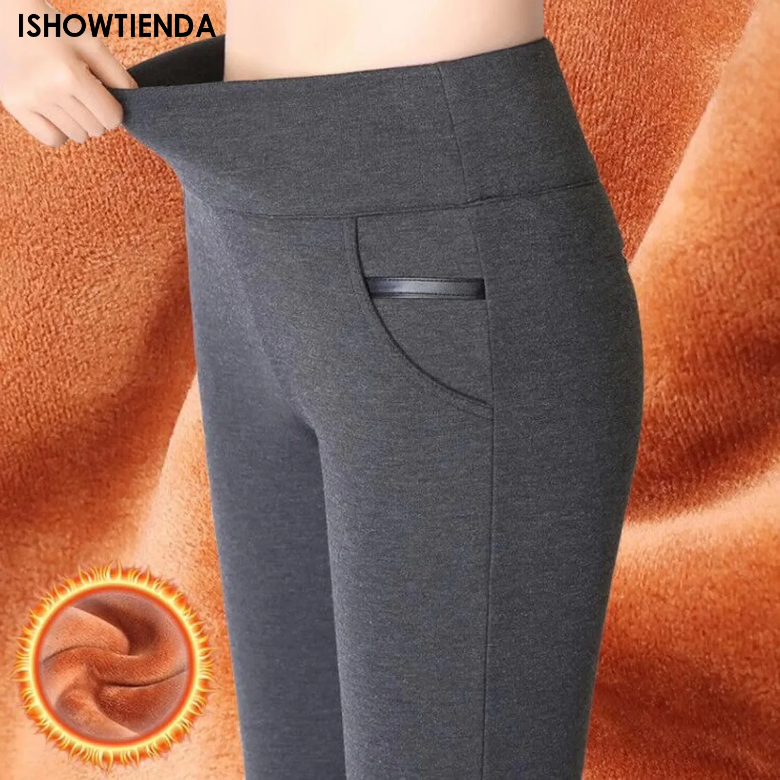 Women Thermal Leggings Winter Warm Sexy Elastic Pantyhose Female Fleece Thermal High Waist Slim Thicken Tight Pants Elastic Pant