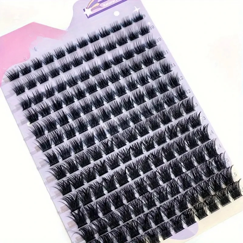 168 piezas de pestañas de visón sintético, racimos de 0.07mm, D curl, 9-16mm, mezcla natural, herramientas 5