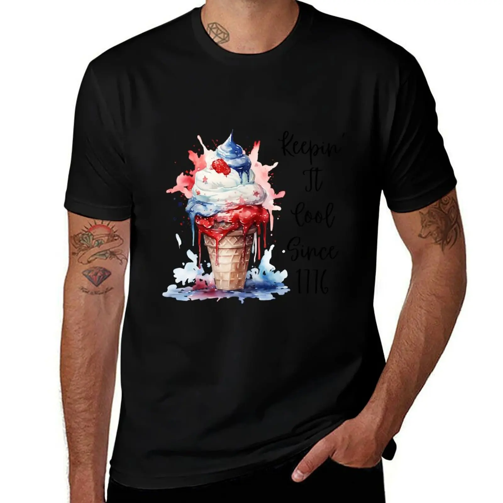 

Keepin' It Cool Since 1776 – 4th of July Ice Cream Sublimation Patriotic Design T-Shirt football t shirt T-shirts for men cotton